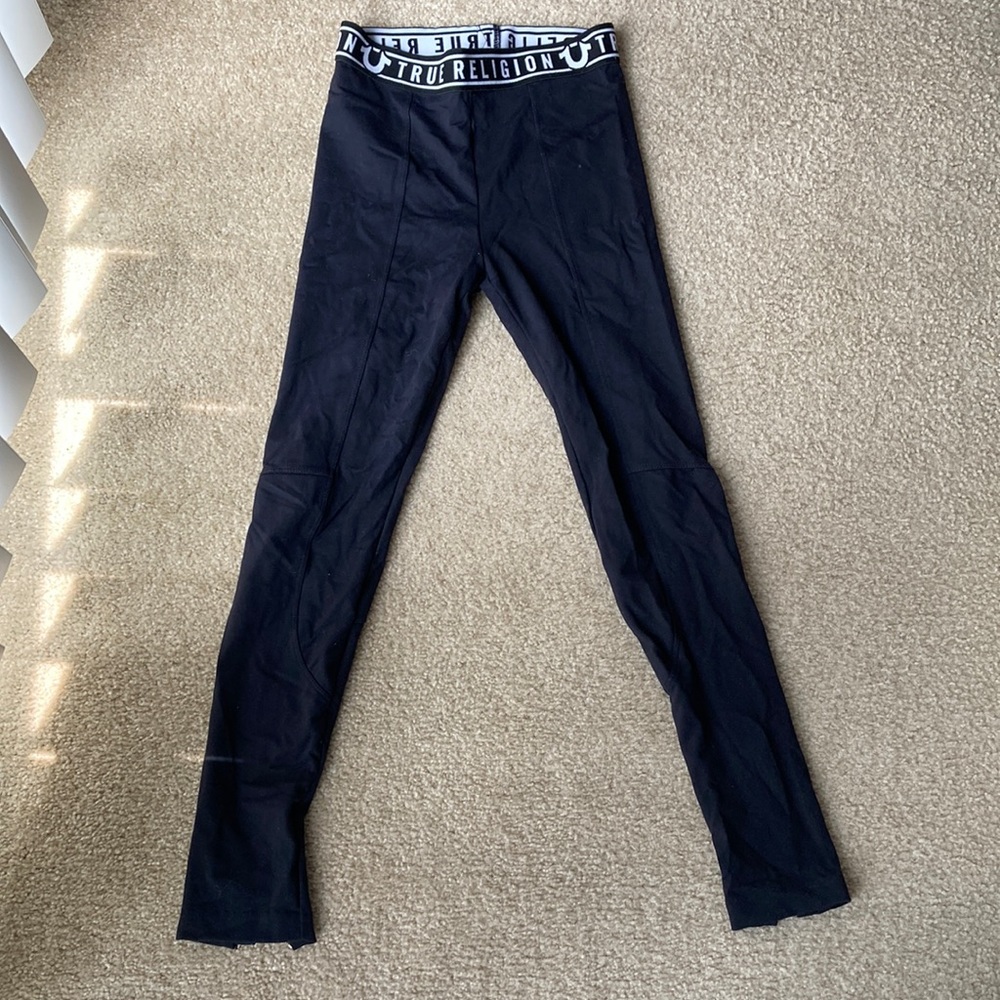true religion zip up black leggings